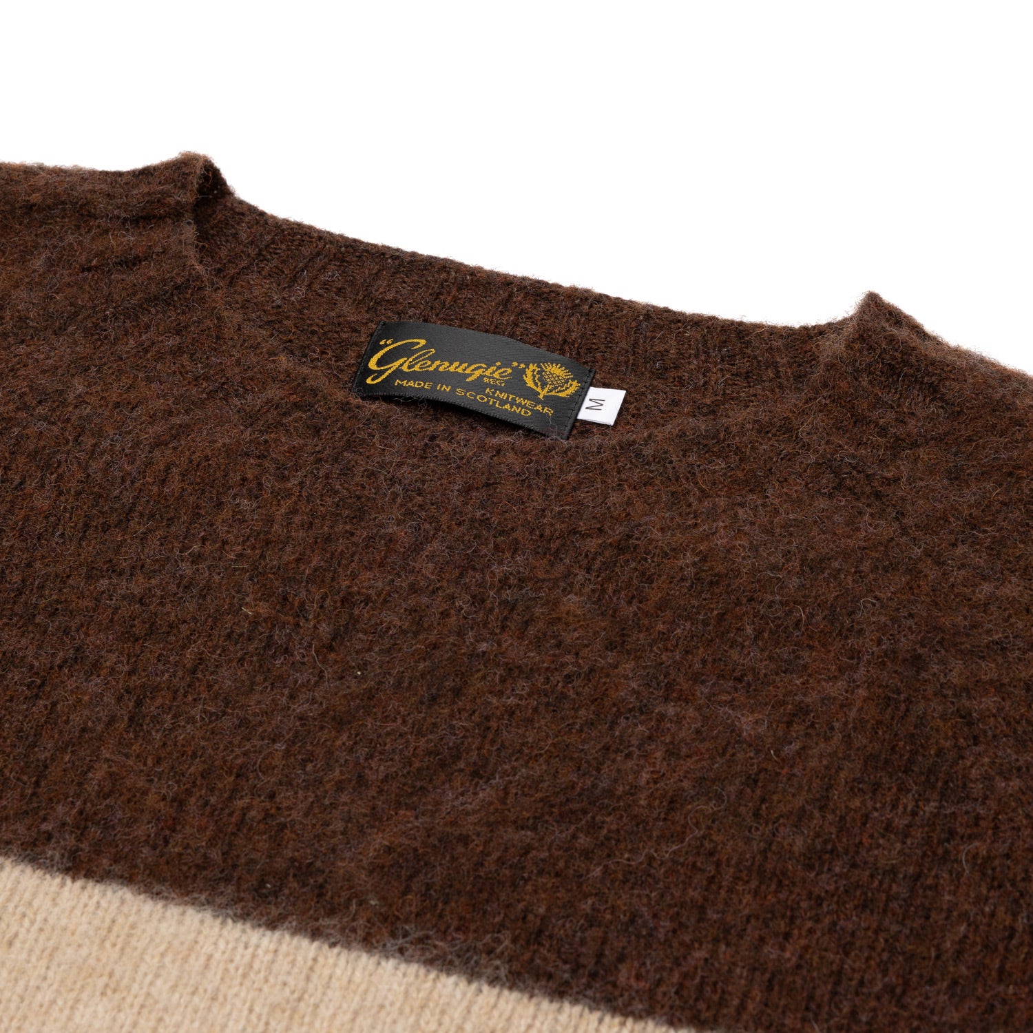 Glenugie exklusiv x MJ: Pullover "College Stripe Jumper" aus reiner Wolle - Circulare Knit Pure Brushed Shetland